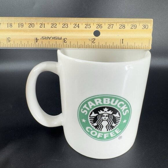 2004 STARBUCKS 12 Oz Coffee Mug Cup Green Black White Older Mermaid Logo Ceramic - Picture 3 of 10